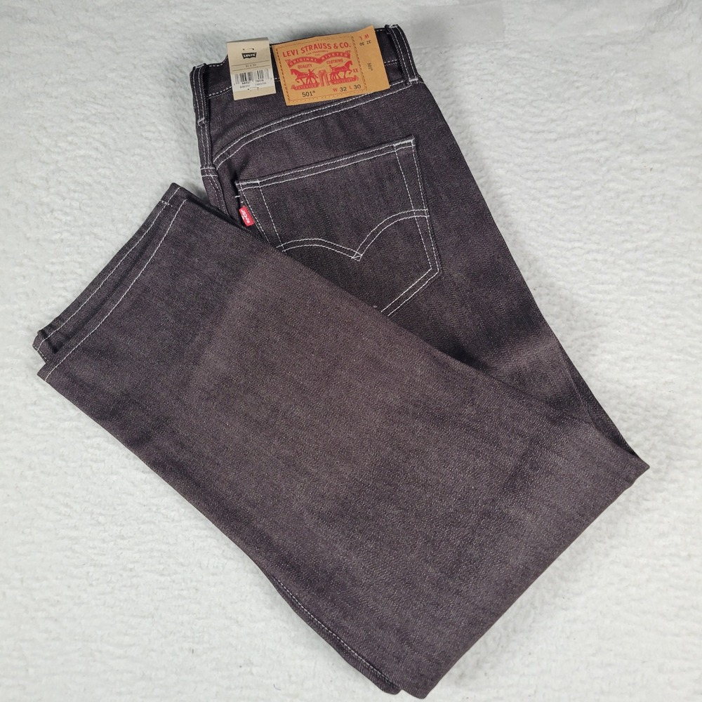 Levi's 501 Original Mens 32x30 Dark Wash Shrink-to-Fit Straight Leg Raw Jeans